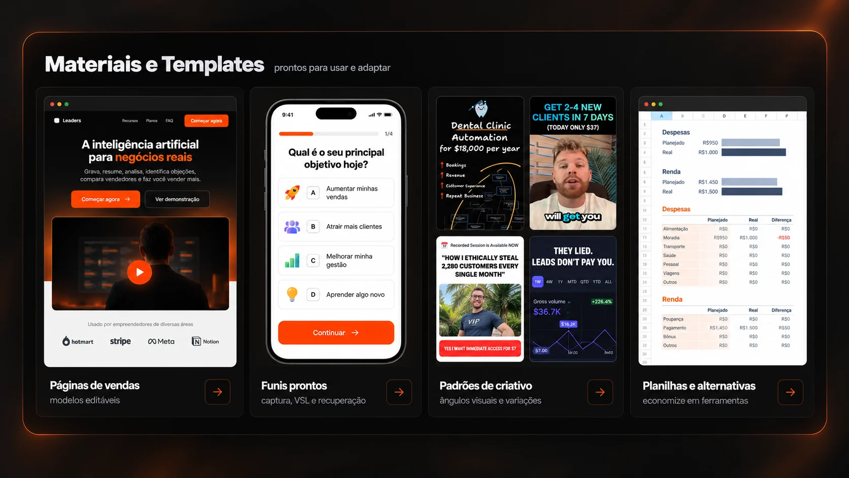 Materiais e templates da Leaders disponíveis para os membros.